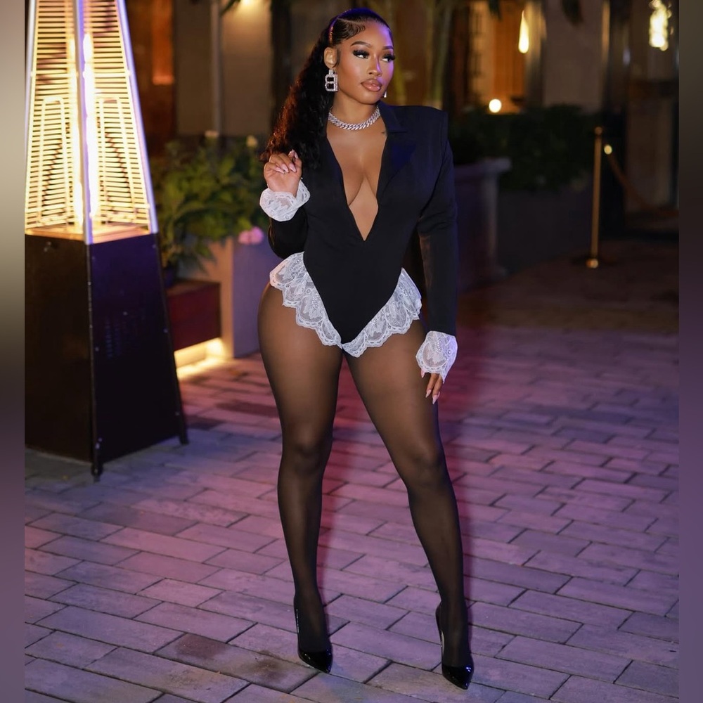 Black/White Blazer Romper